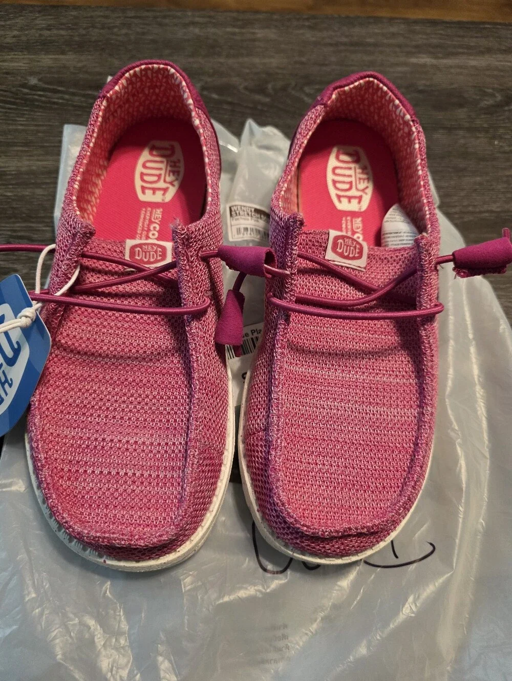 Hey Dude Wendy Stretch Sox Fucia Pink Knit Slip-On Sneakers